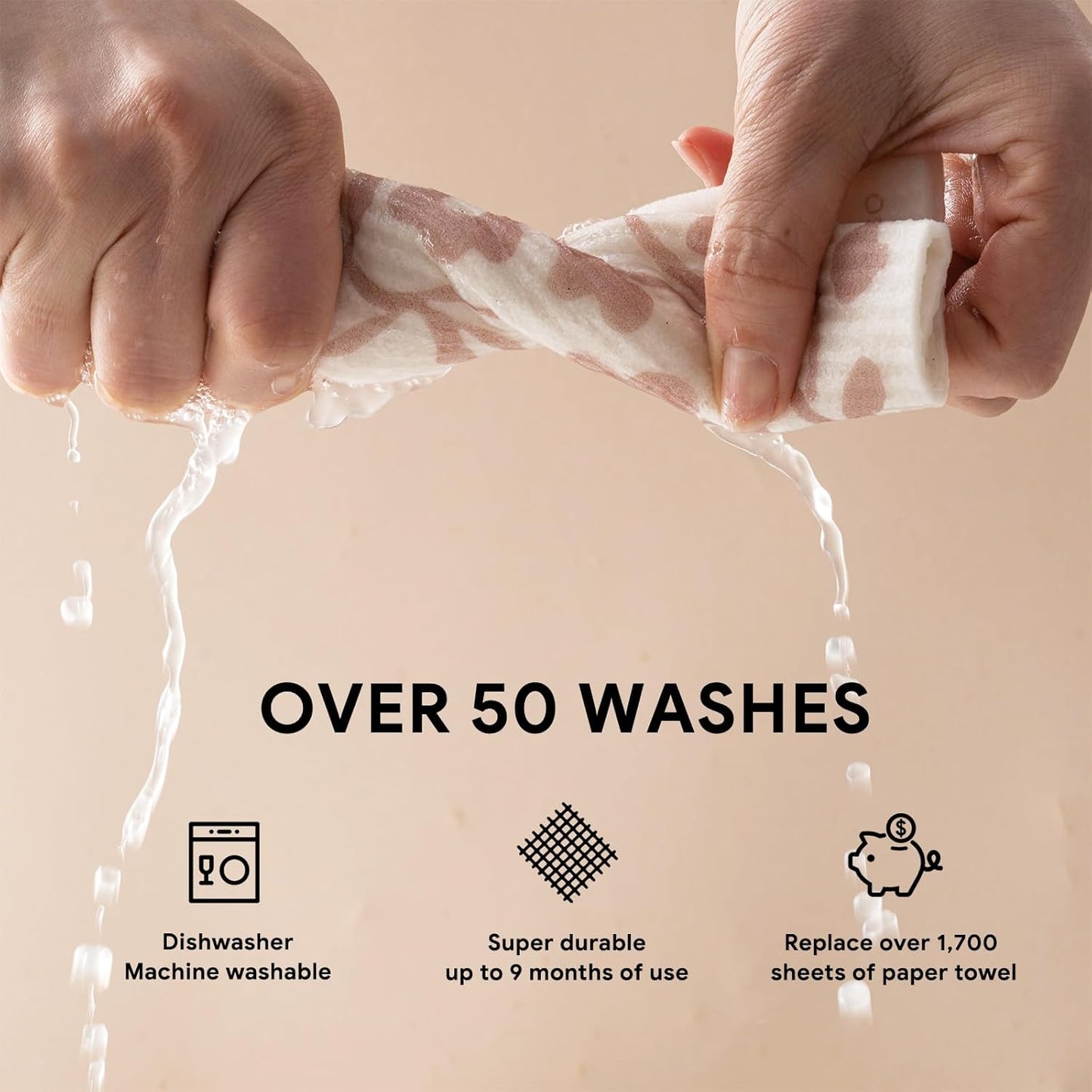 RECYCO Swedish Dishcloths for Kitchen | 6 Pack Floral Geo Washable Dish Rags | Cellulose Reusable Cleaning Paper Towels | Absorbent Counter Dish Cloth Sponge Kitchen Wipes, 8" L x 7" W