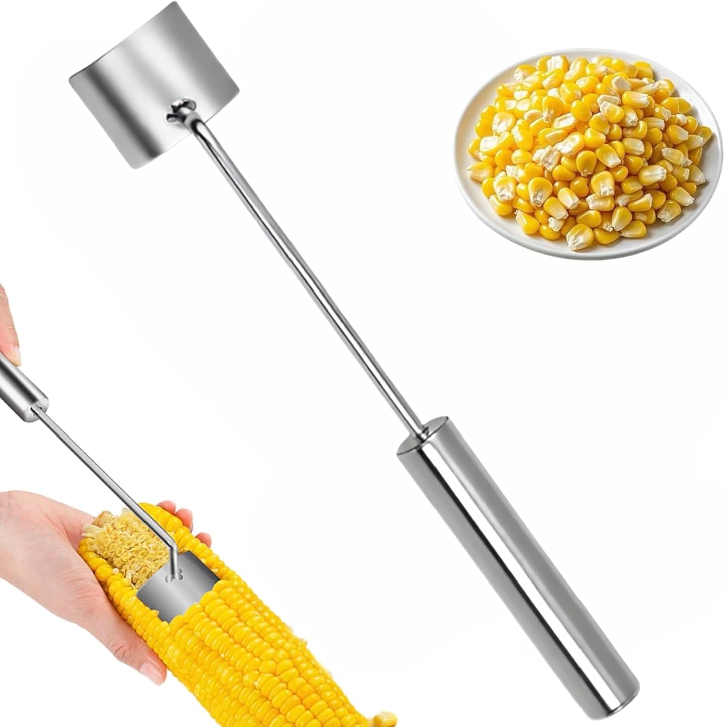 Corn Peeler for Corn On the Cob, New Long-Handled Stainless Steel Corn Peeler, Corn Peeling Tool, Corn Cutter, Suitable for Kitchen and Outdoor Dining