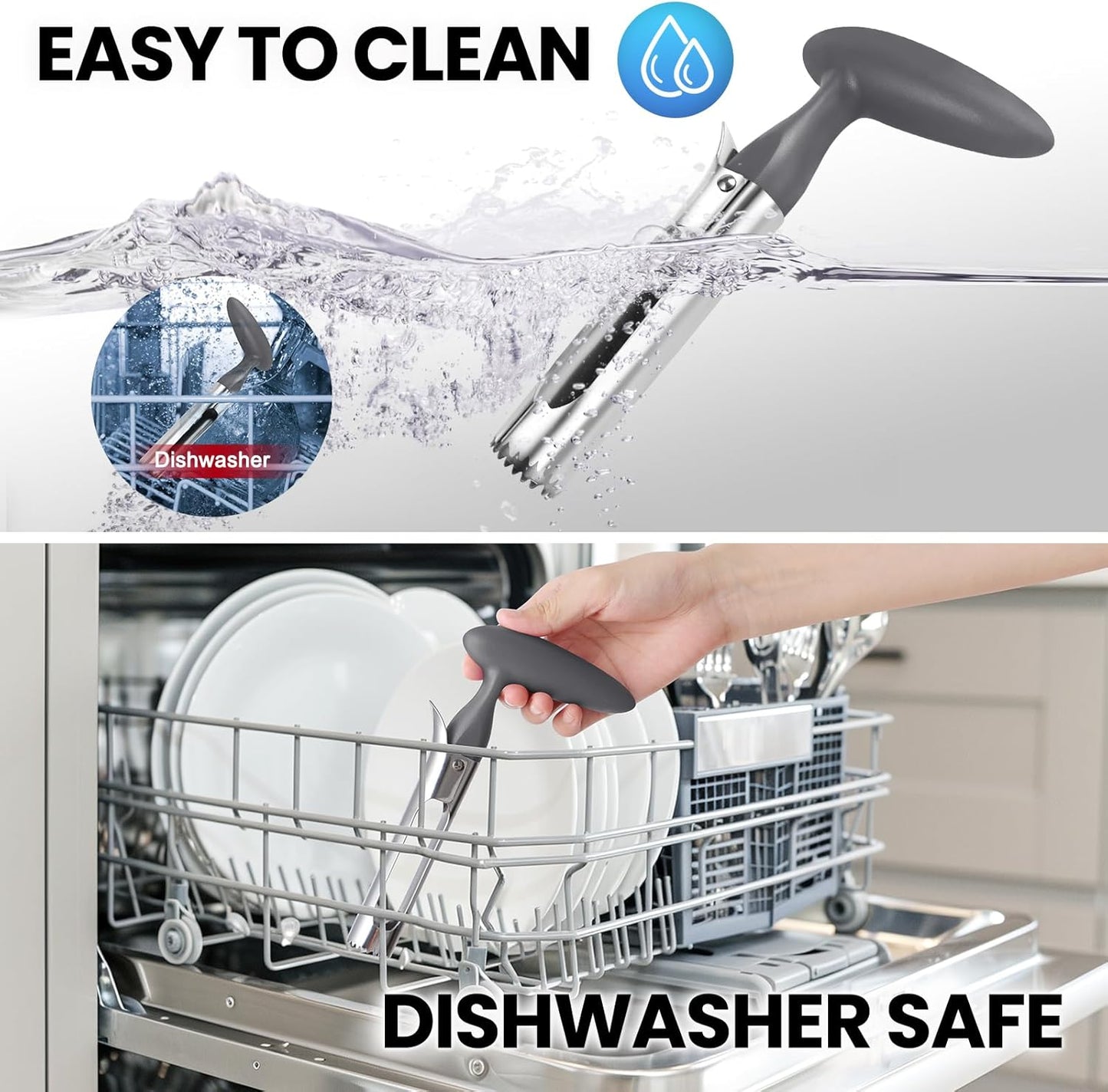 SCHVUBENR Premium Apple Corer Tool - Easy to Use and Clean - Sturdy Apple Remover with Sharp Serrated Tips - Stainless Steel Corers for Apple and Pear - Core Fruits with Ease(Silver)