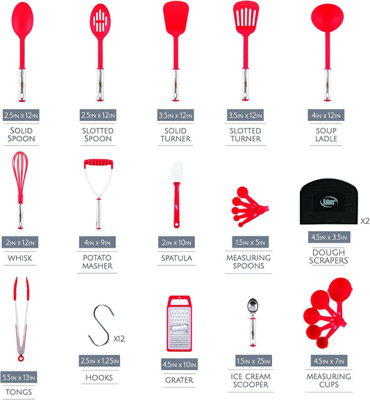 Kitchen Utensils Set 35 PCS Cooking Utensils Set, Nonstick and Heat Resistant Nylon Stainless Steel Silicone Spatula Set - Kitchen Gadgets Home Essentials Kitchen Accessories, Apartment Must Haves
