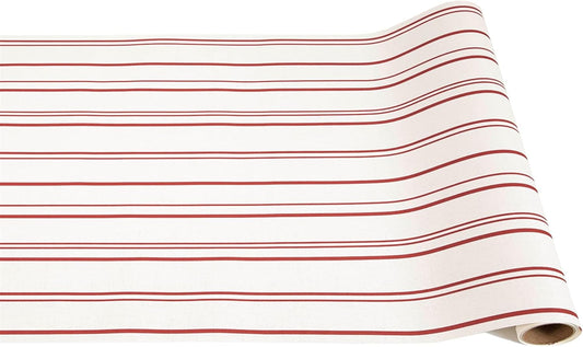 Antique Red Striped Table Runner - Disposable Paper Table Runner Roll for Parties or Weddings - Made in USA