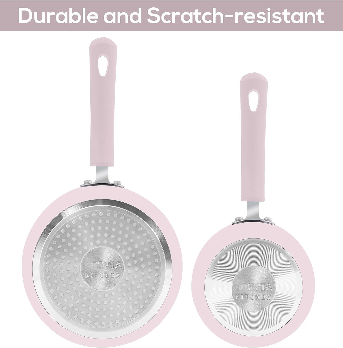 Utopia Kitchen Nonstick Stock Pot Saucepan Set with Lids, 1 Quart and 2 Quarts Multipurpose Stock Pots Set for Home, Kitchen or Restaurant, Purple & Black