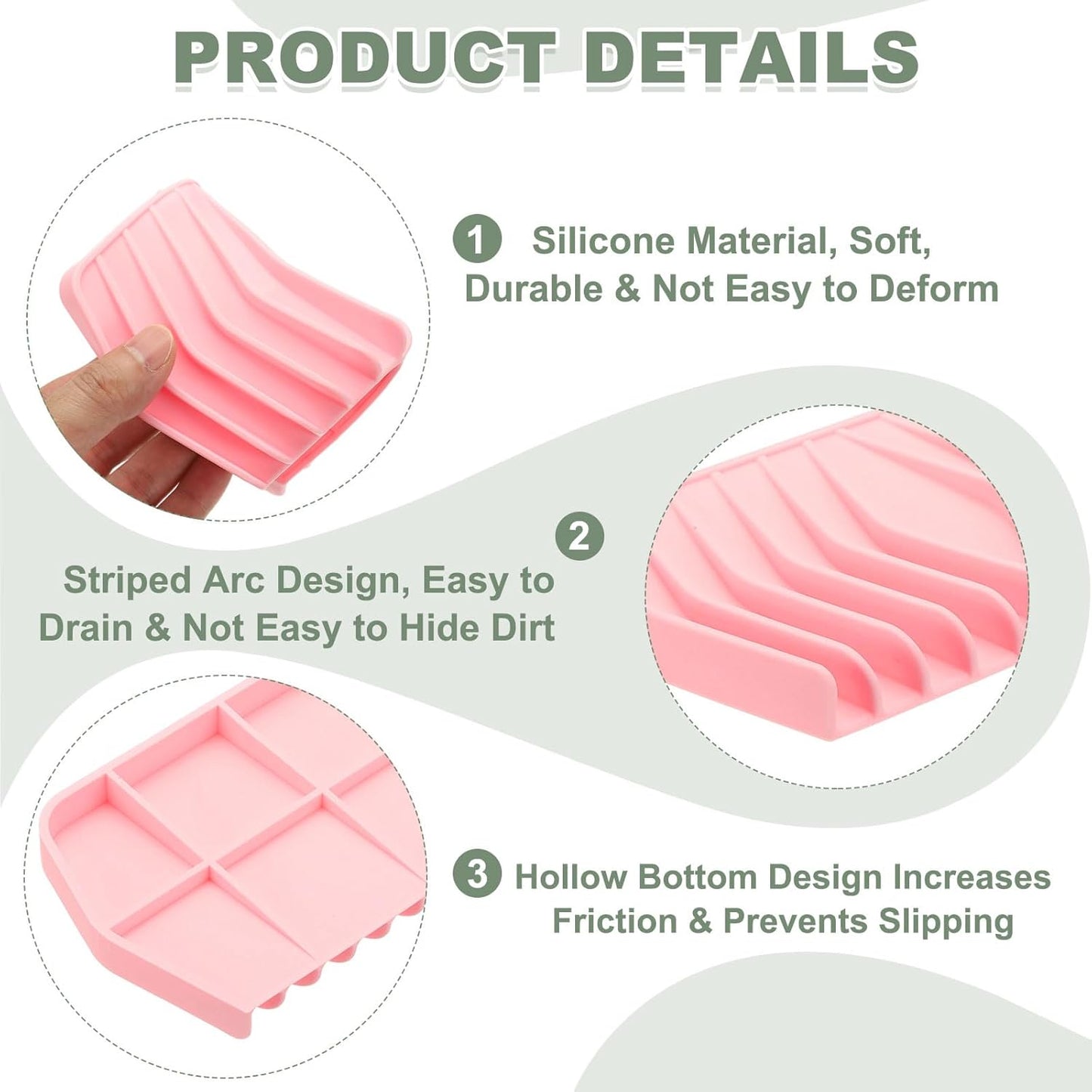 uxcell 2Pcs Soap Dish with Drainage, Silicone Self Draining Soap Bar Holder Sponge Shampoo Bars Tray for Bathroom, Shower, Bathtub, Kitchen, or Countertop(Pink)