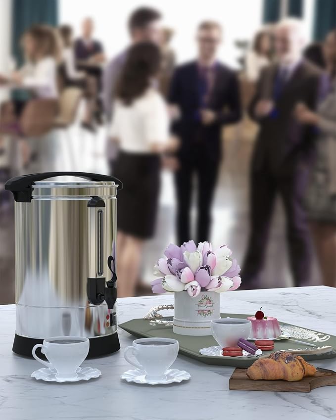 100 Cups Coffee Urn - 14L Commercial Coffee Maker with Hot Beverage Dispenser and Keep-Warm Function,Coffee Pot for Events,Offices,Parties and Catering,Sliver