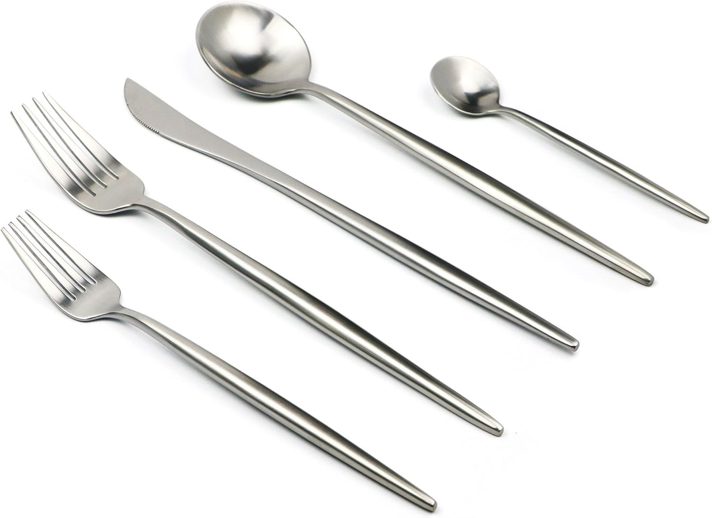 20-Piece 18/10 Stainless Steel Silver Flatware Set, Serive for 4, With Fork Spoons Knife Teaspoon Dessert Fork for Home Kitchen Restaurant Hotel