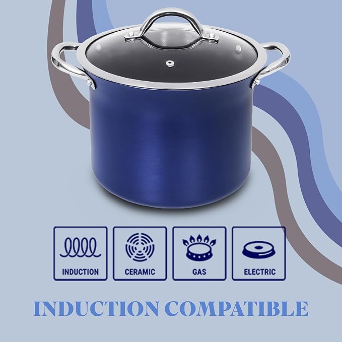 CONCORD Sapphire Nonstick 7 Quart Stock Pot Cookware Set (Induction Compatible)