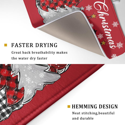Merry Christmas Dish Drying Mats for Kitchen Counter 18x16 Inch Christmas Tree Snowflake Mat Xmas Buffalo Plaid Dish Rack Mat Reversible Absorbent Dishes Pad Kitchen Accessories for Counter tops