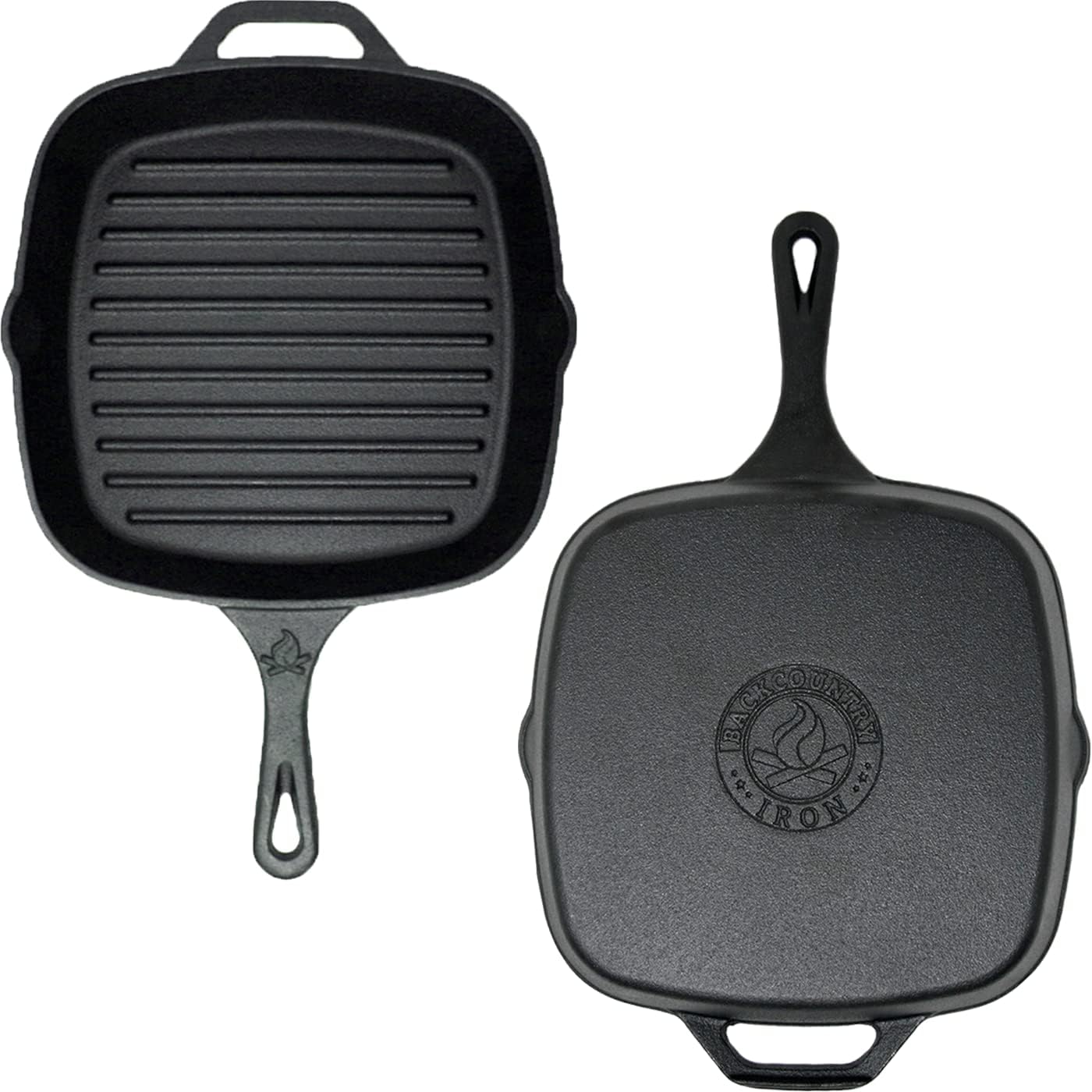 Backcountry Iron 8 Inch Square Grill Pan Medium Pre-Seasoned Cast Iron