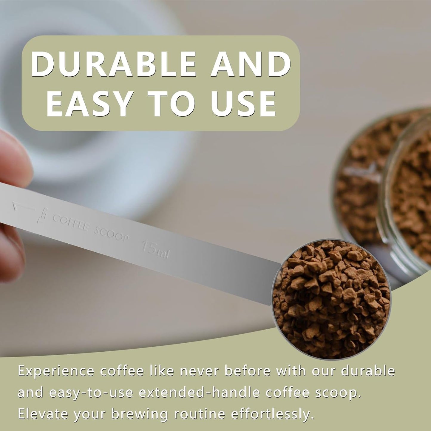 2PCS 1 Teaspoon Coffee Scoop, 9" Long Handle Measuring Spoon, 1tsp (5 ml) Stainless Steel Scooper