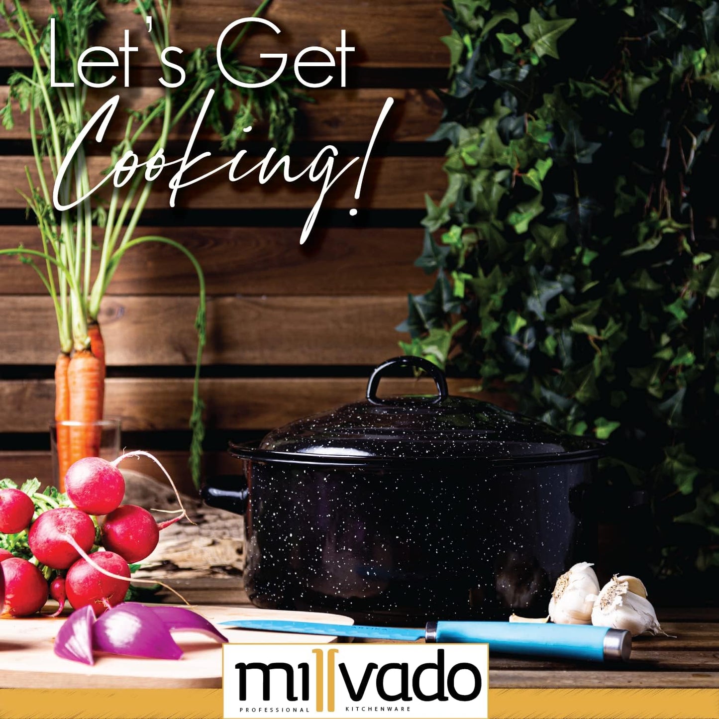 Granite 5 Qt Stockpot, Nonstick Soup Pot With Lid, Speckled Enamel Ware Cookware, Large Stock Pot For Boiling and Cooking, Big Granite Cooking Pot for Stovetop, Campfire, Outdoor Stove