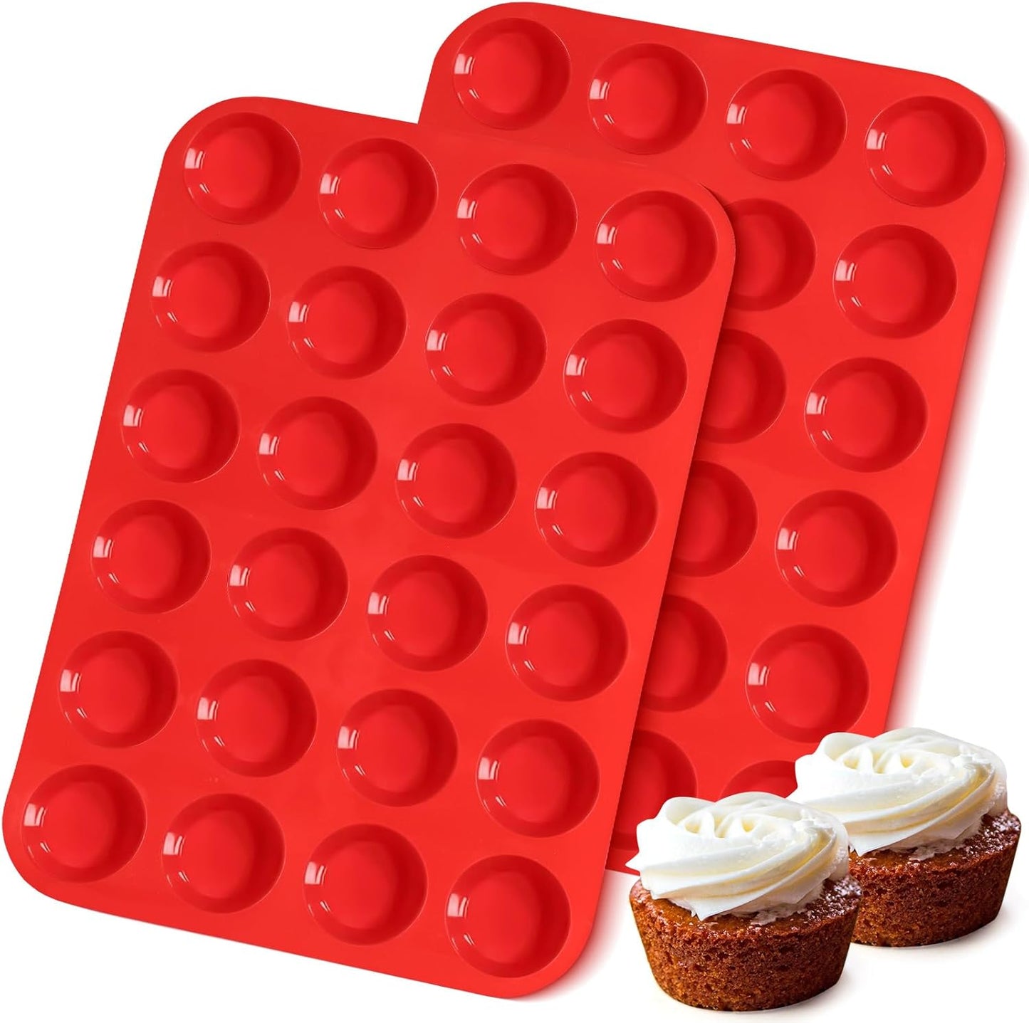 2 Pcs Muffin Pan Silicone Molds, Cupcake Pan Silicone Molds, Non-Stick Baking Molds for Making Muffin, Cakes, Cupcake, Tart, Chocolate