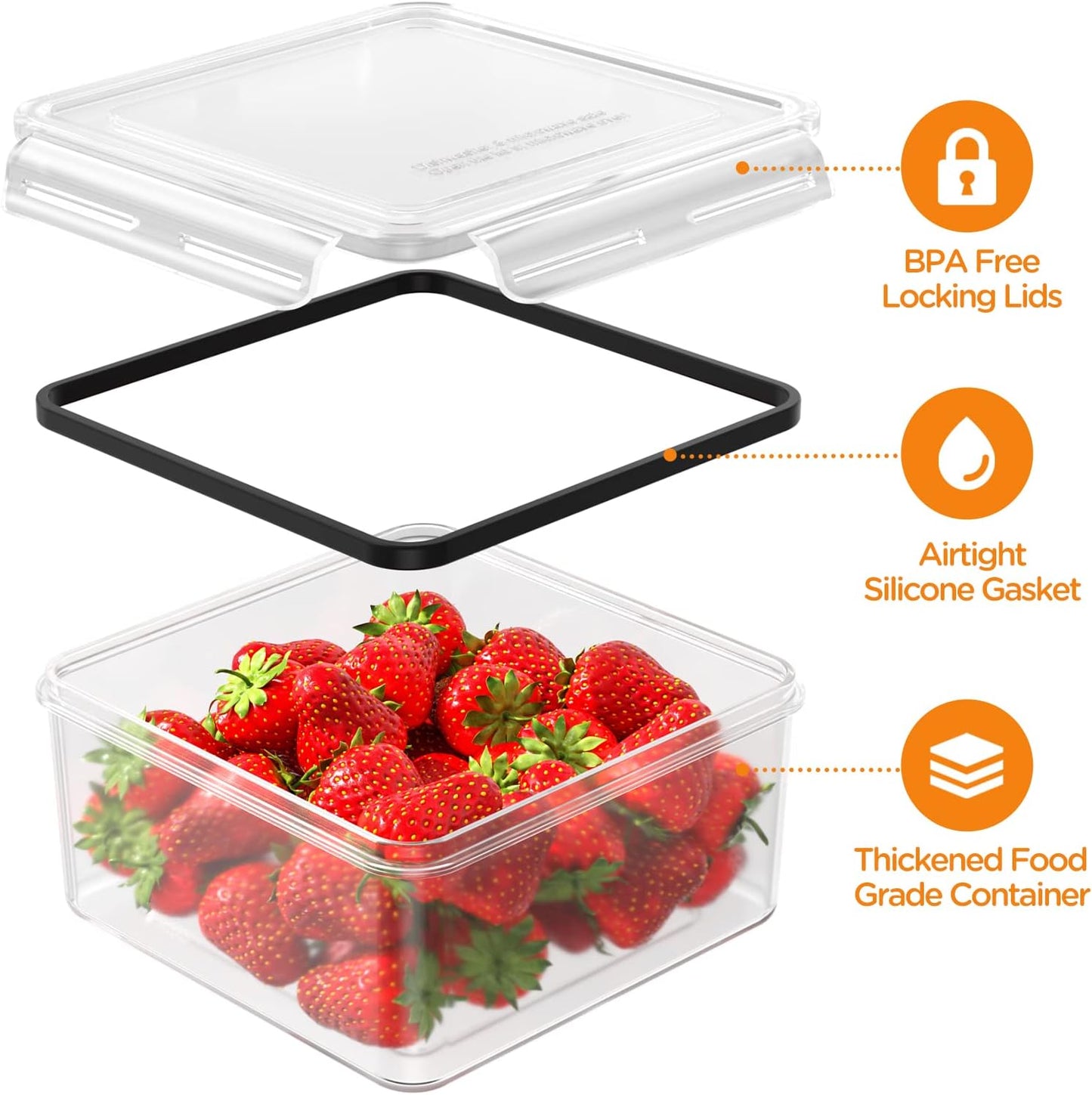 52 Piece Airtight Food Storage Containers Set with Lids (26 Containers & 26 Lids),100% Leakproof Plastic Meal Prep Container Reusable, BPA Free Kitchen and Pantry Organization - Labels & Pen