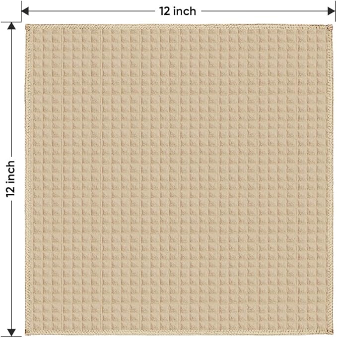 HOMEXCEL Waffle Weave Microfiber Cleaning Cloth, 6 Pack Highly Absorbent Cleaning Rag for Household, Reusable Kitchen Towels, Scratch-Free Barista Towels, 12 x 12 Inches, Brown