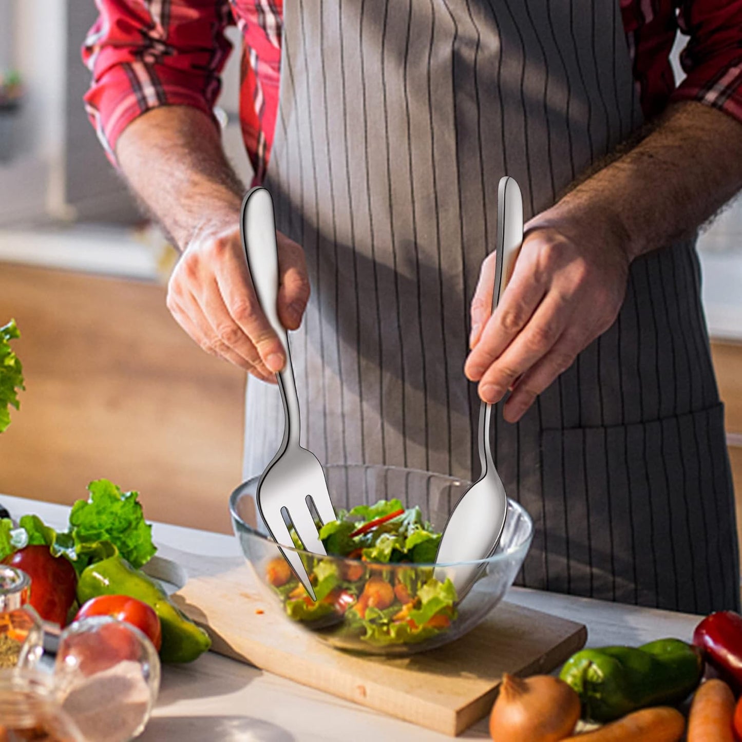 23-Piece Heavy Duty Silverware Set for 4, LIANYU Stainless Steel Flatware Set with Serving Utensils, Thick Cutlery Eating Utensils Include Fork Knife Spoon, Mirror Finished, Dishwasher Safe