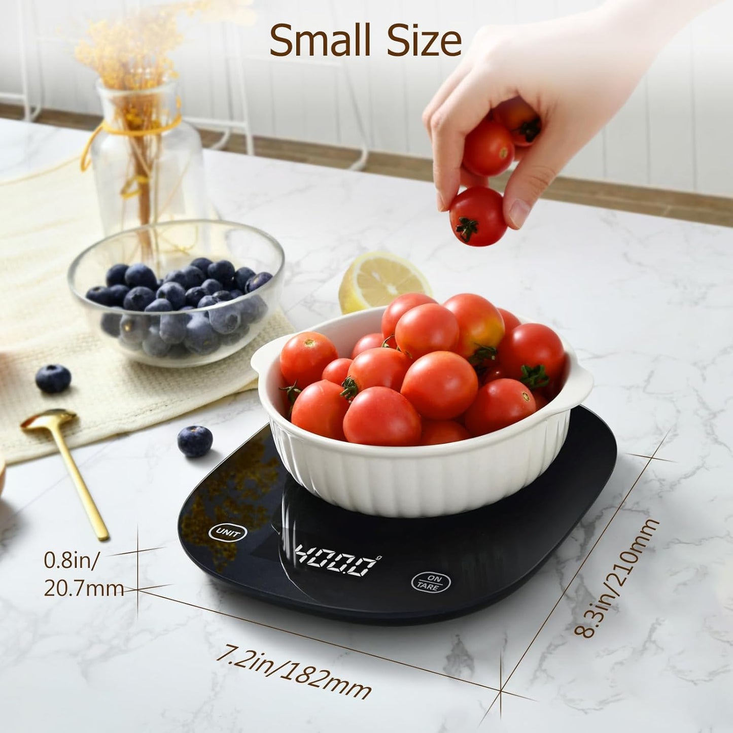 Arboleaf Smart Food Kitchen Scale, 22lb Digital Food Scale with Nutritional Calculator, Smart Kitchen Weighing with App for Macro, Keto, Calorie, Cooking, Grams and Ounces, 0.1oz/0.5g，Black