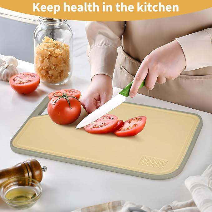 Stainless Steel Cutting Borad,Stainless Steel and Wheat Straw pp Double Sided Food Grade Cutting Boards for Kitchen,Easy to Clean 13.4 X 9 inch,Dishwasher Safe