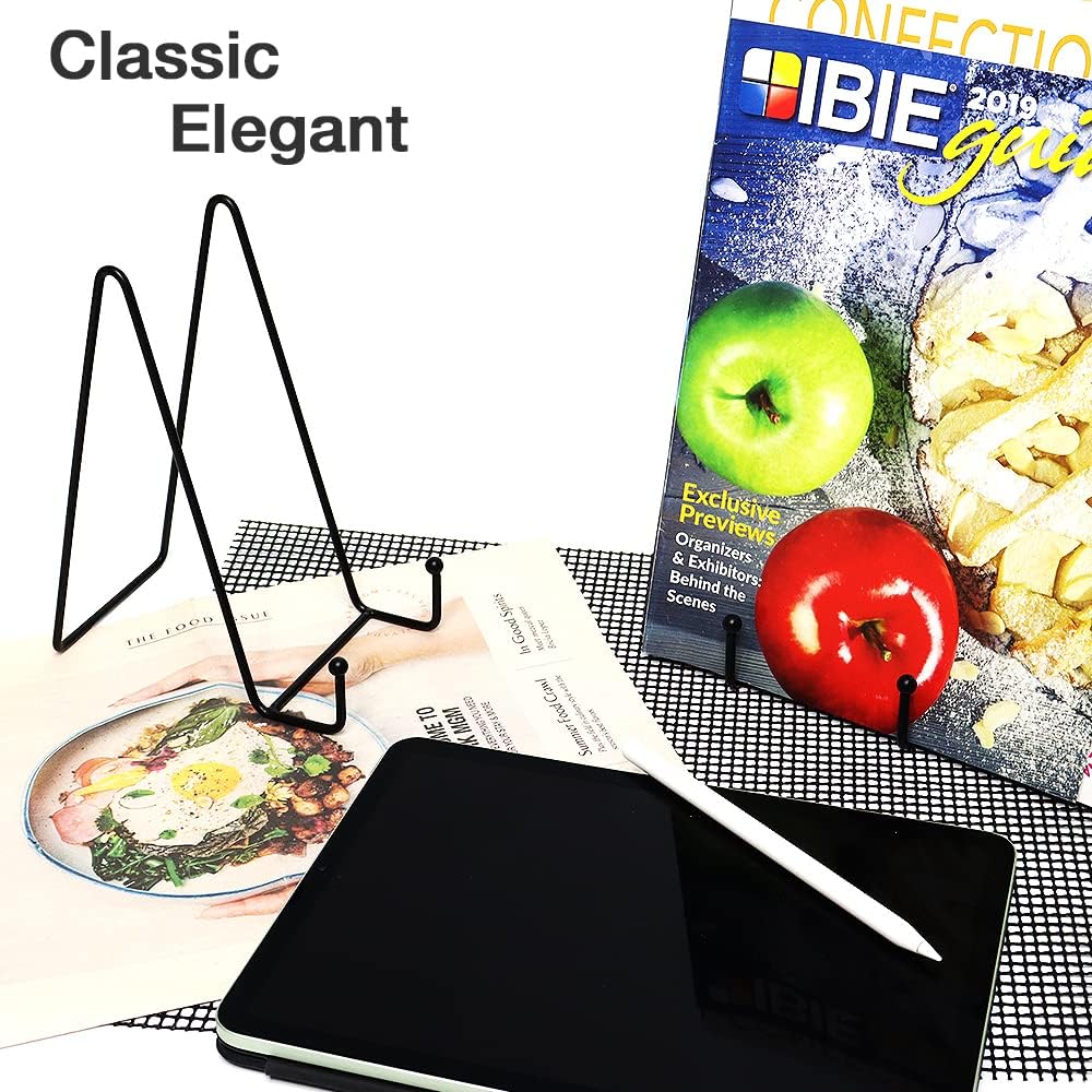 7 Pack 8 Inch Large Plate Stands for Display, Metal Black Plate Holder Display Stand, Picture Frame Stands for Book, Photo Easel, Decorative Plates