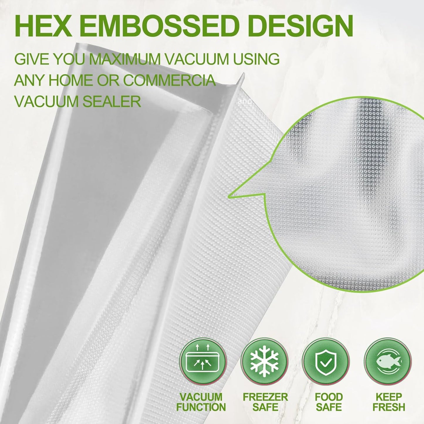 W&Y Vacuum Sealer Rolls 6” x 20’, 3 Rolls BPA-Free Commercial Grade Embossed Bags for Freezer Storage, Sous Vide, and Food Packing