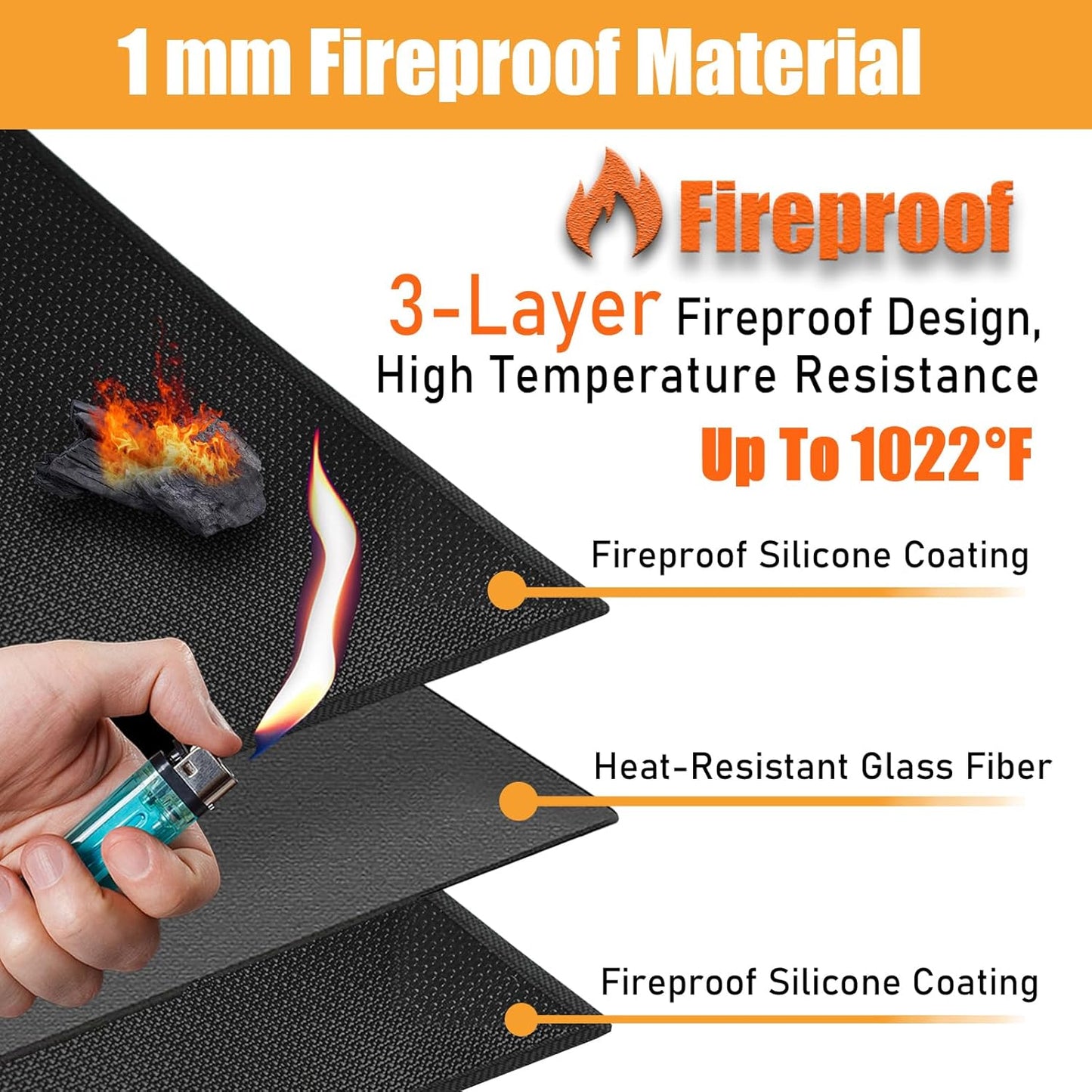 Extra Large Heat Resistant Mat for Countertop, 24 x 48in Fireproof Silicone Mats for Kitchen Counter, Easy to Clean Countertop Protector Mat for Air Fryer, Coffee Maker, Toaster, Oven, Black