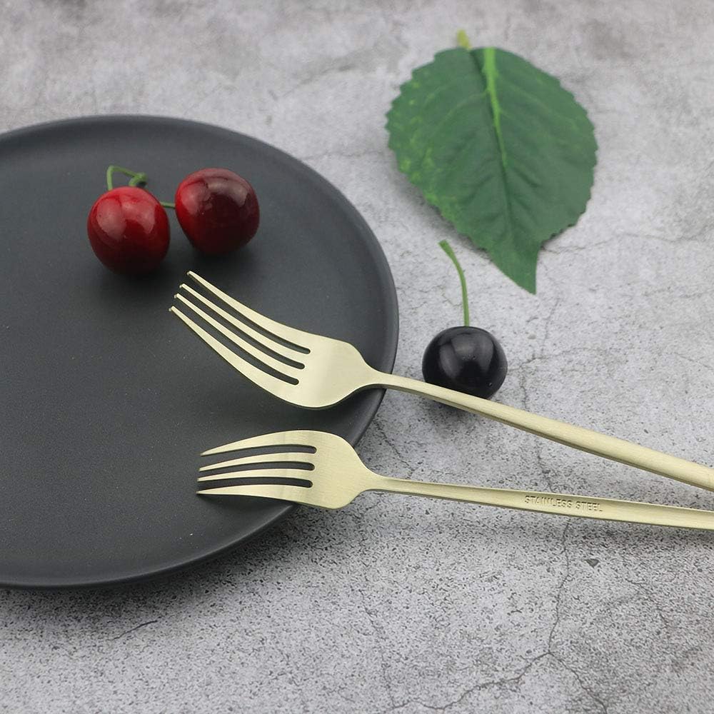 JASHII Flatware Silverware Set Stainless Steel Satin Finish Cutlery Set Service for 6, 30-Piece Spoons And Forks Kitchen Utensil Set, Dishwasher Safe (Matte Champagne gold)