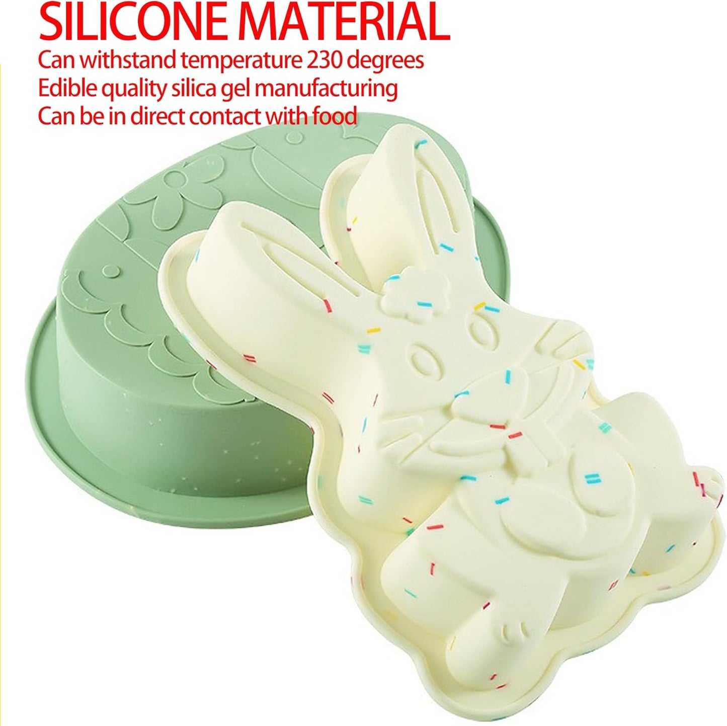 Easter Bunny Cake Pan Ornamental Egg Cake Pan Silicone Mold for Chocolate Candy Soap Candle Making DIY