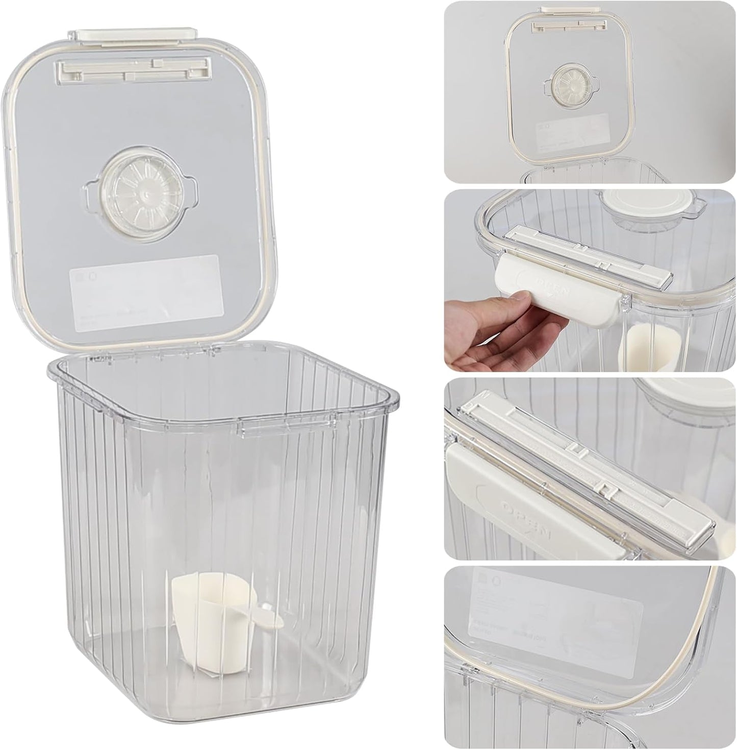 22 Lbs Airtight Rice Cereal Storage Container, 1 Pack Clear Plastic Food Storage Container Bin
