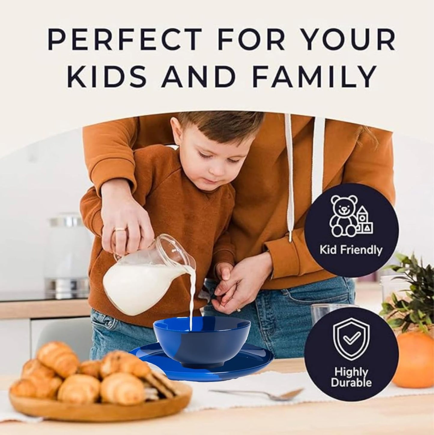 Melamine Dinner Plates | Durable Unbreakable Melamine Plate | Shatter-Proof and Chip-Resistant | Dishwasher Safe, BPA Free | Lightweight Dinnerware Set of 4 | Perfect for Parties, Picnics, BBQ | 11 In