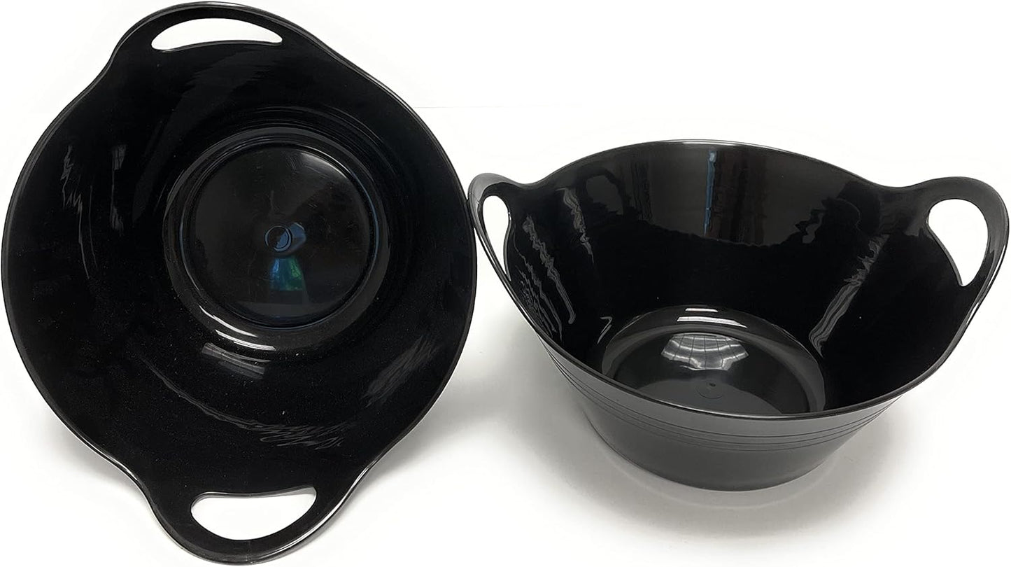 Mintra Home Plastic Bowls with Handles (1.8L Medium 2pk, Black)
