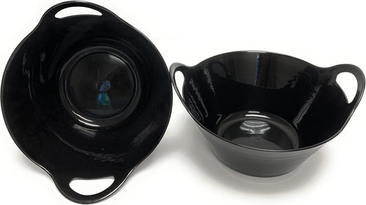 Mintra Home Plastic Bowls with Handles (1.8L Medium 2pk, Black)