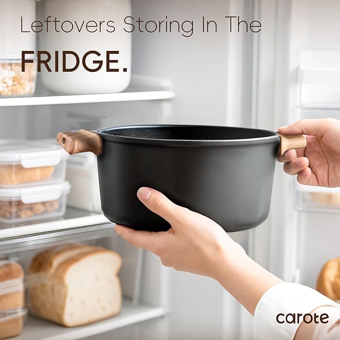 CAROTE Nonstick Soup Pot With Lid, 4.5Qt Non Stick StockPot Large Cooking Pot with Lid, Titanium - containing Soup Pot, Induction Compatible, PFOA/PFOS Free