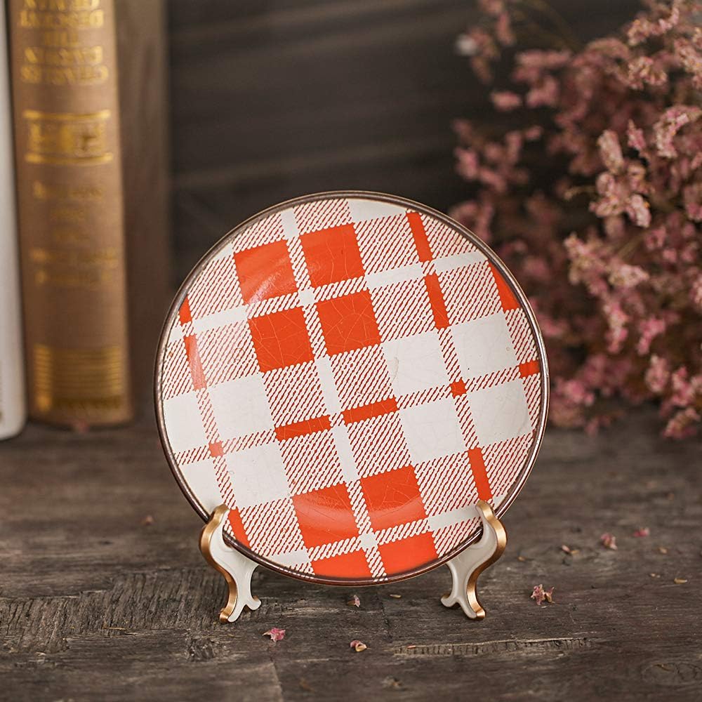 Artliving 6" Decorative Plate Stand Holder Plastic Picture Easel Display Stand Picture Frame Stand White Gold (2 Pack)