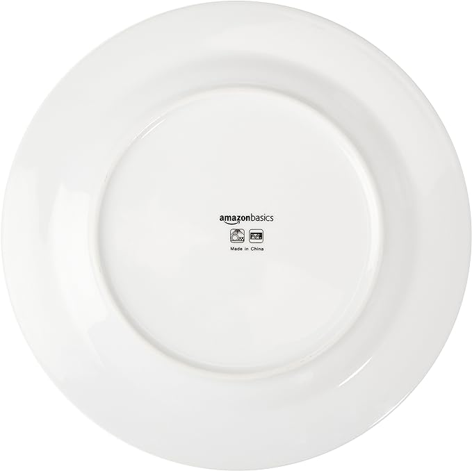 Amazon Basics 16-Piece Cafe Stripe Kitchen Dinnerware Set, Plates, Bowls, Mugs, Service for 4, Black