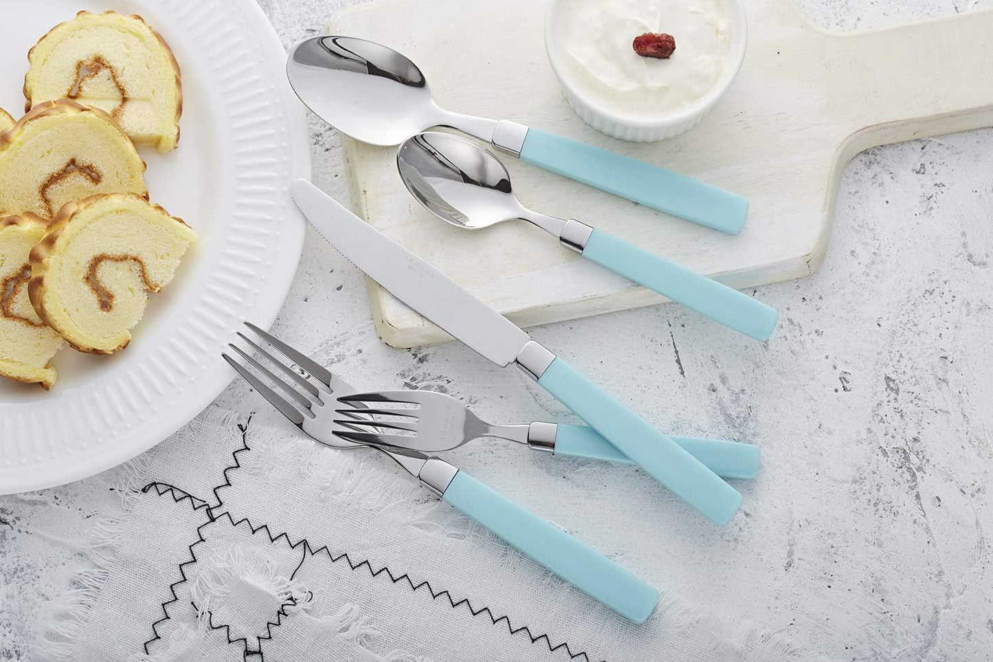 ANNOVA Silverware Set Stainless Steel Colorful Tableware Kitchen Flatware Set Utensils, Includes Dinner Knives, Forks, Spoons, Salad Forks & Dessert Spoons (Turquoise, 20 Pieces)