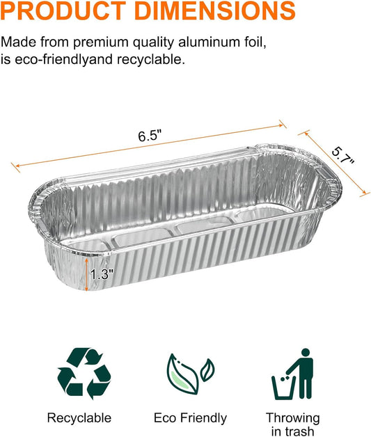HARFINGTON 10pcs Aluminum Foil Pie Pans 6.5" Rectangle Disposable Non-stick Baking Pans for Pies Quiches Tarts Baking Cooking Reheating Parties, Silver