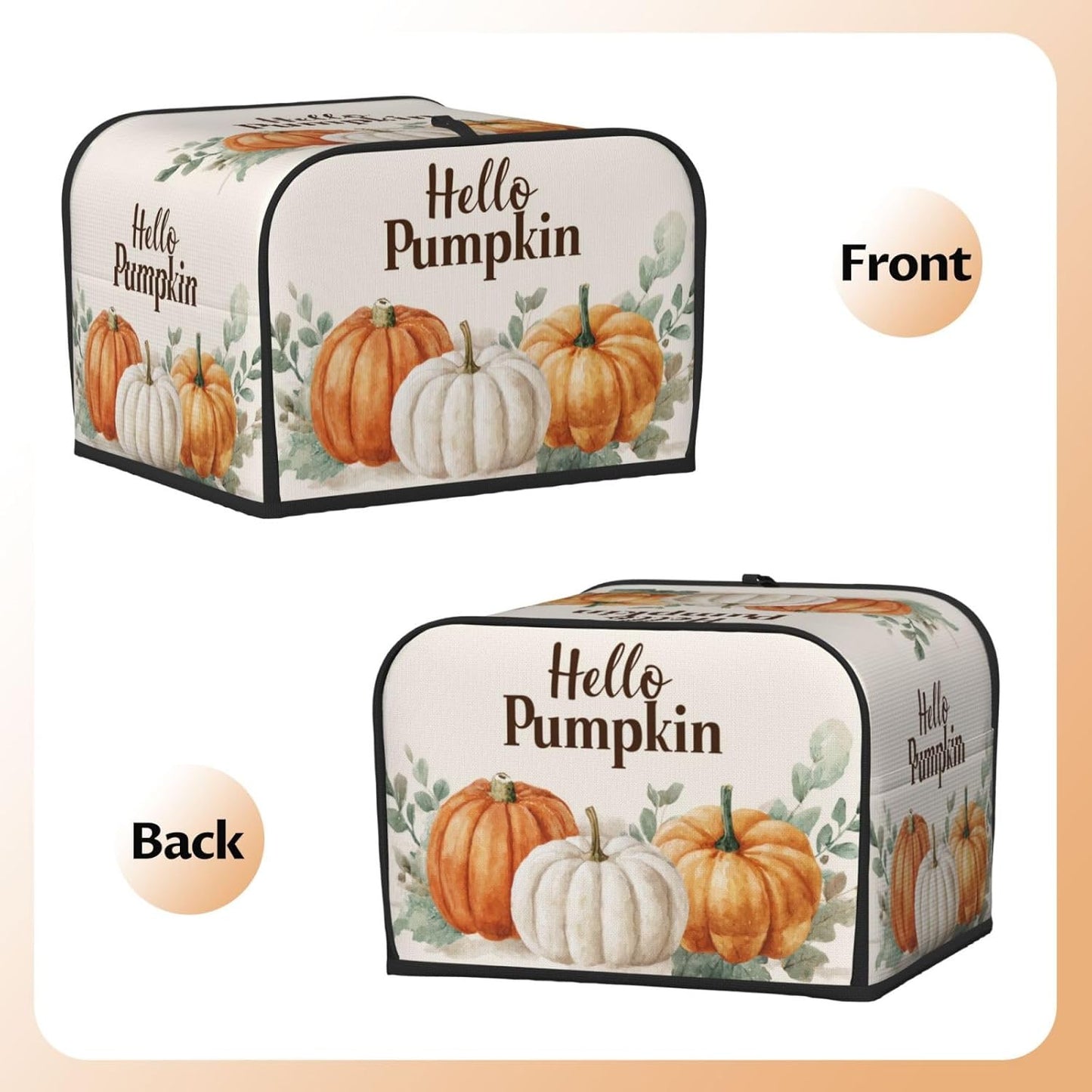Toaster Cover 4 Slice Pumpkin Thanksgiving Fall Autumn Kitchen Small Appliance Covers with Pockets Dust and Fingerprint Protection