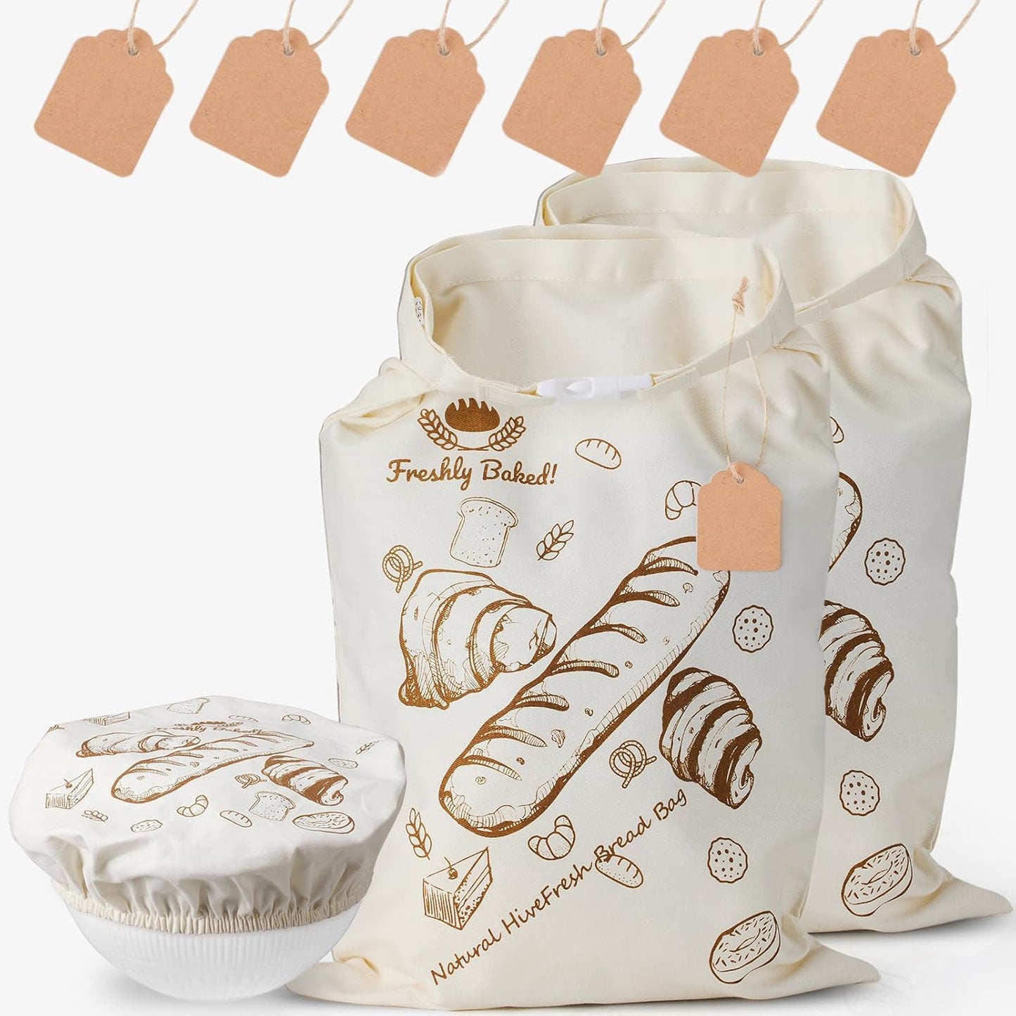 2 Pack Beeswax Bread Bags Reusable Sourdough - for Homemade Removable Wax Liner Large Washable Cotton Linen Food Storage, Plastic Free Eco Friendly Compostable, Bento & Camping Ready XL 17x13 Inch