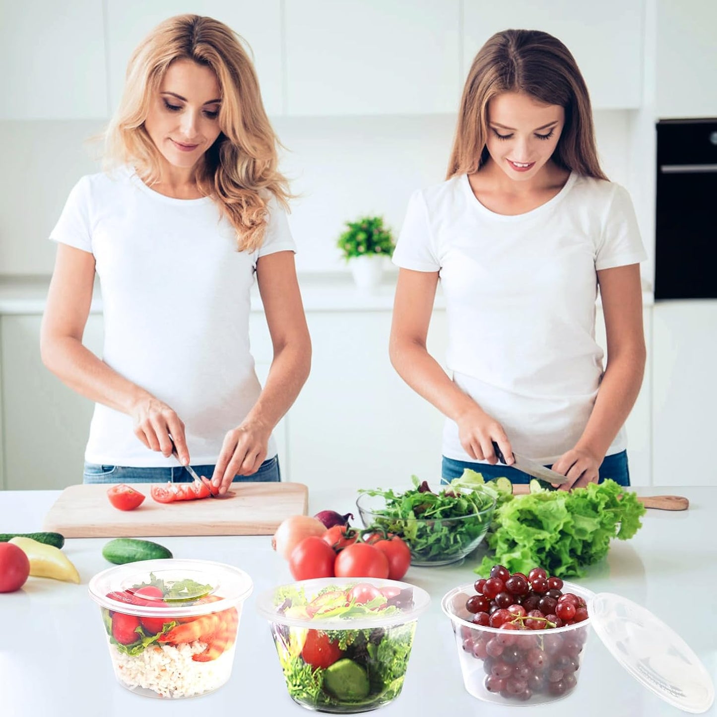 16 OZ [50 Set] Plastic Deli Food Storage Containers with Leak-Proof Airtight Lids BPA Free Disposable Togo Clear Containers for Soups, Heavy-Duty Ice Cream Microwave Dishwasher Freezer Safe