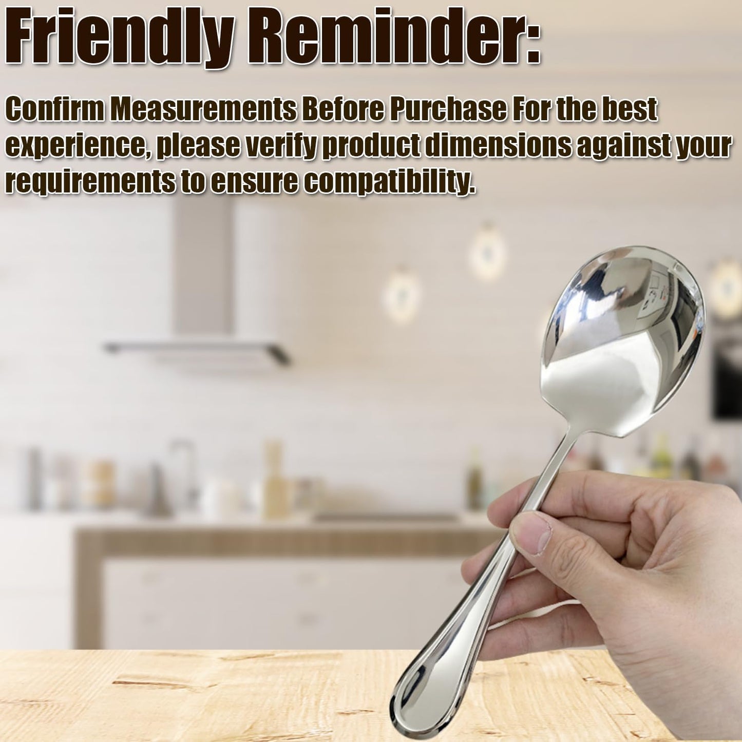 8'' Serving Spoons 18/10 Stainless Steel Buffet Serving Spoons,Dishwasher Safe,Pack of 2