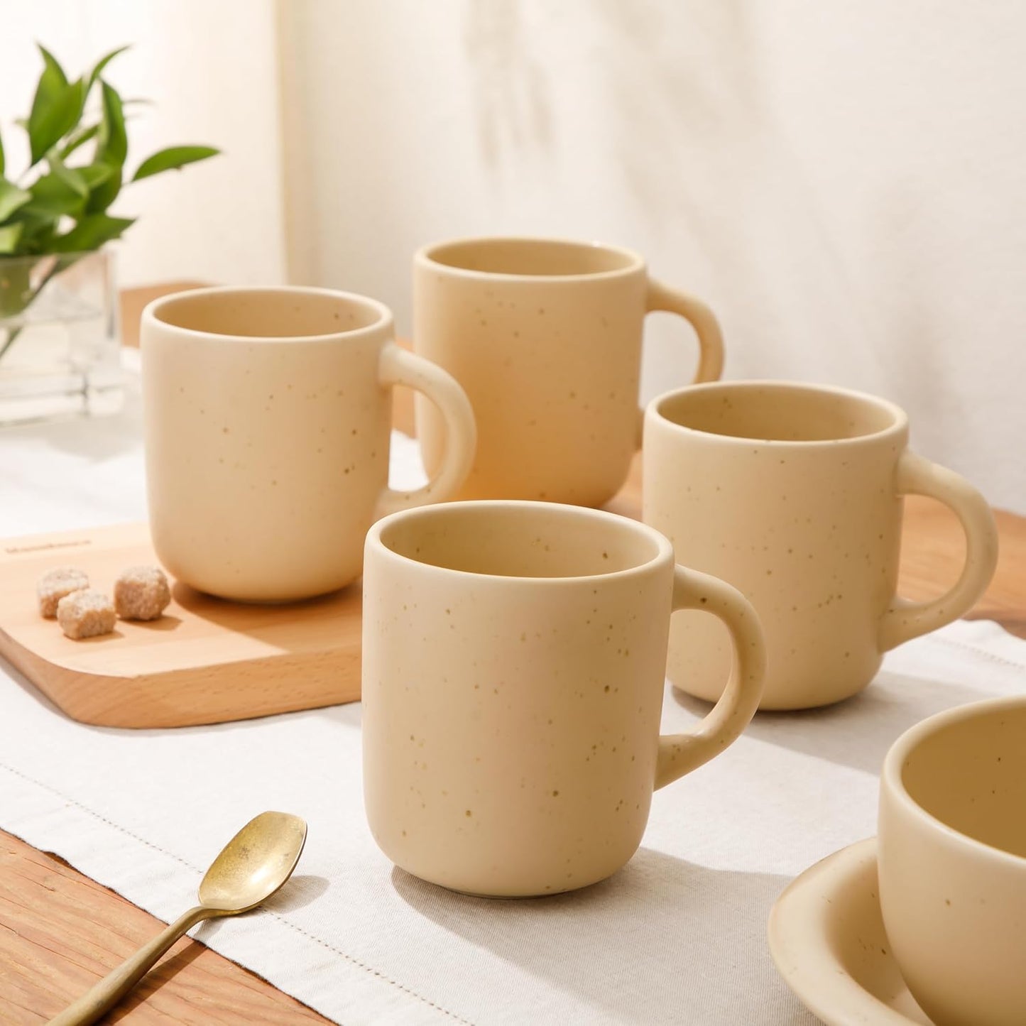 Bloomhouse Corsica Clay 4 Piece Mug Set - Cappuccino Cream