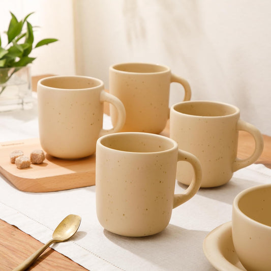 Bloomhouse Corsica Clay 4 Piece Mug Set - Cappuccino Cream