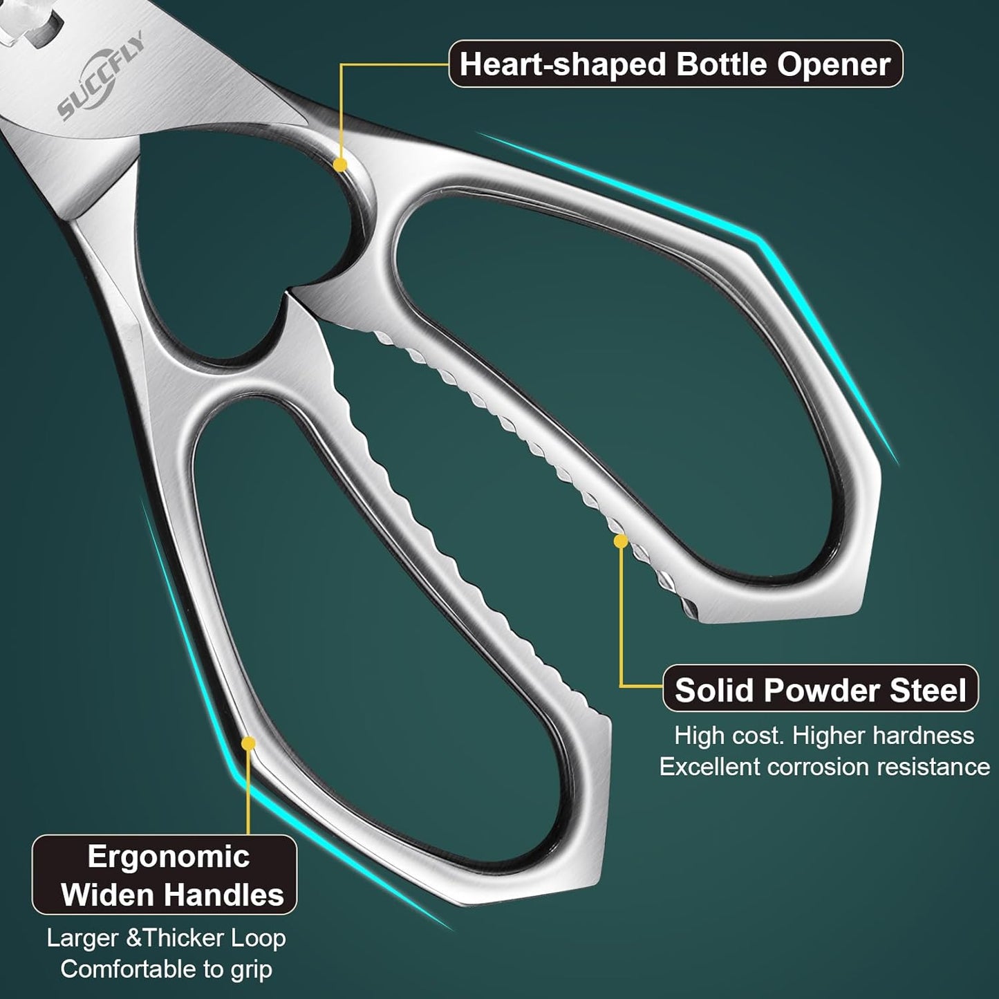 Premium Kitchen Shears Heavy Duty, Kitchen Scissors for Food, 8.8 Inch Ultra Sharp Meat Scissors Detachable Blade, Silver Titanium Plated Poultry Shears, Anti-Slip Cooking Scissor All Purpose