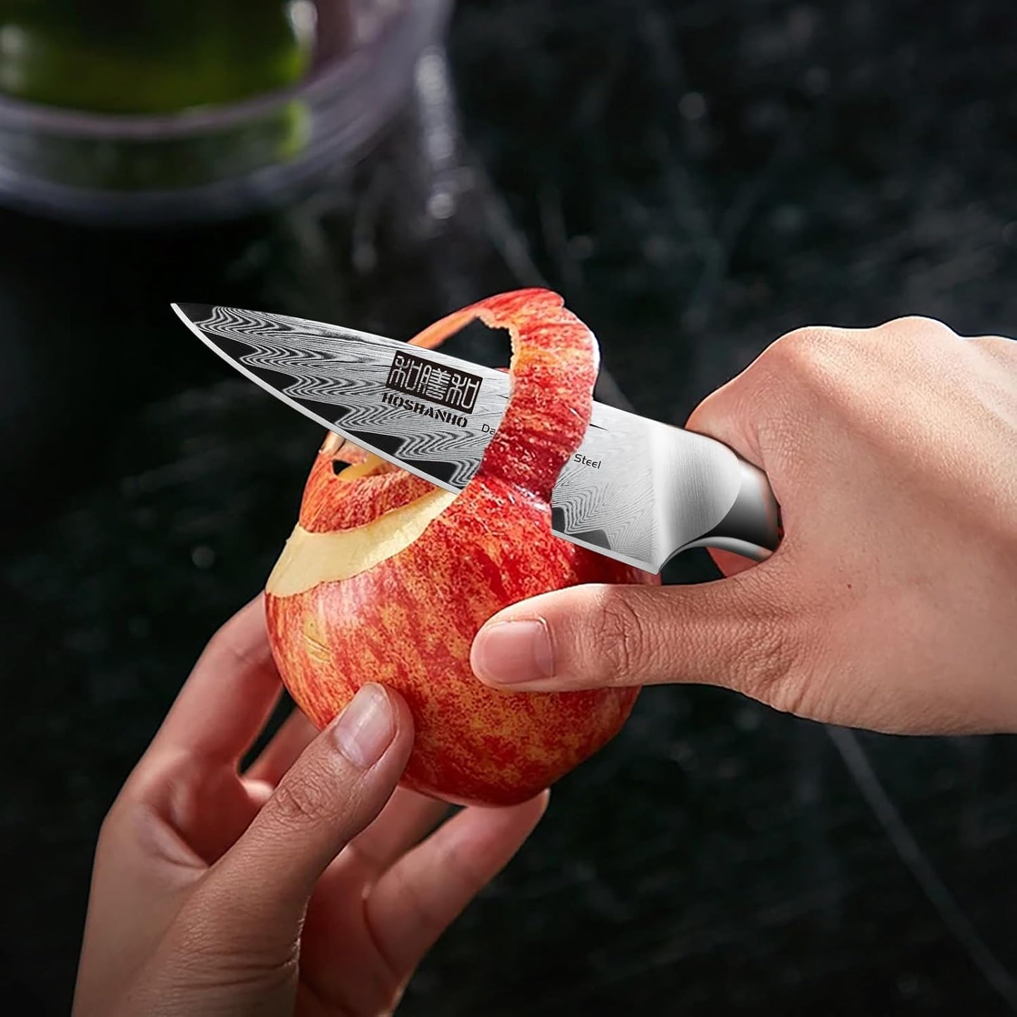 HOSHANHO Paring Knife 3.75 Inch Small Kitchen Knife, Super Sharp Damascus Steel Fruit Knife, Multifunctional Peeling Knife for Cutting Fruit Vegetables