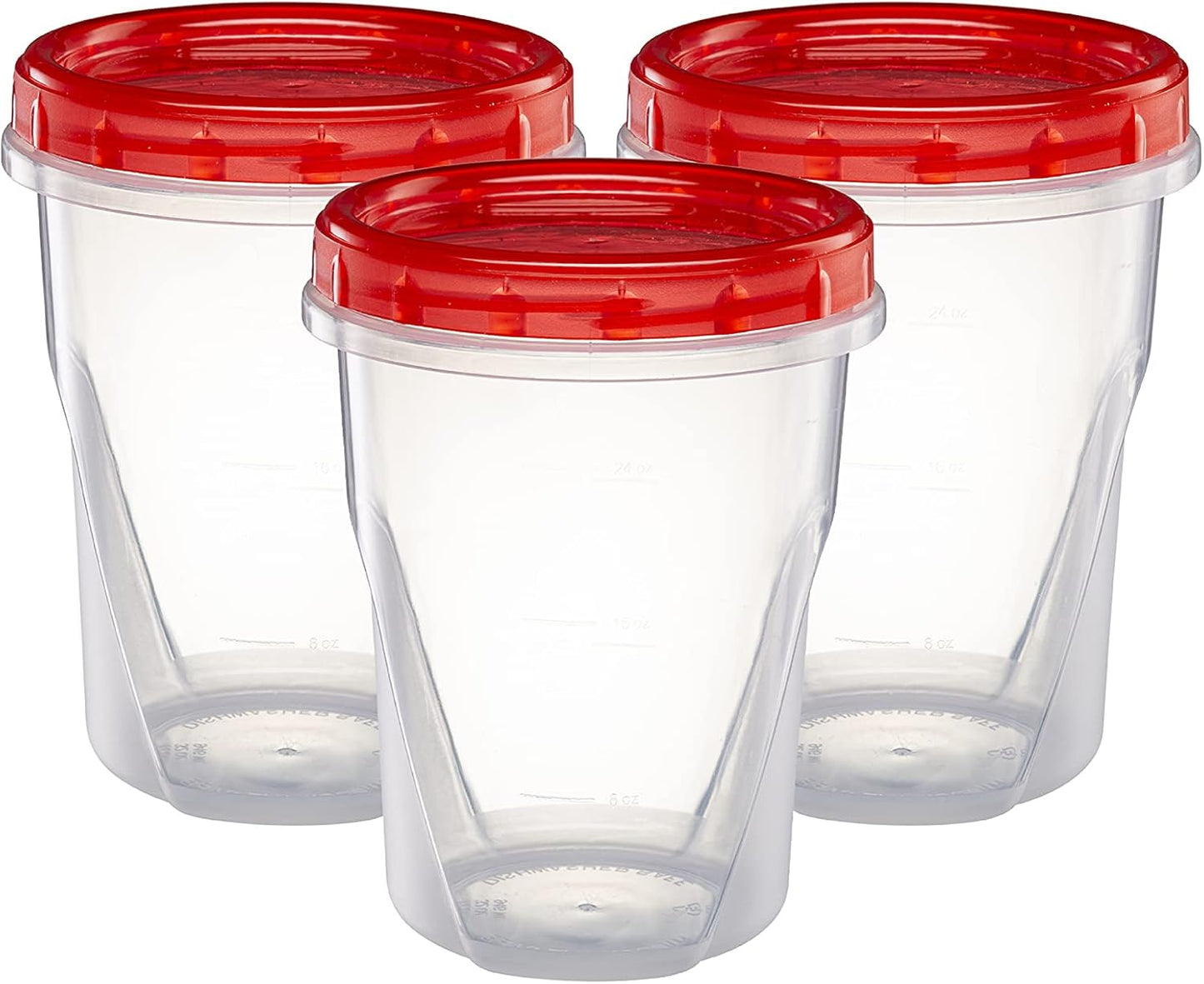 (32 Ounce 10 Pack) Twist cap Containers Clear Bottom With Red Top Screw on Lids Twist Top Food Storage Freezer Containers