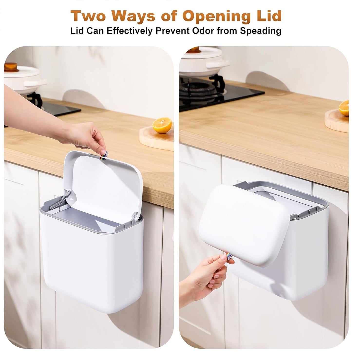 funest 2.6 Gallon Compost Bin Kitchen for Counter Top or Under Sink, Hanging Trash Can for Kitchen/RV/Bathroom/Office/Camping