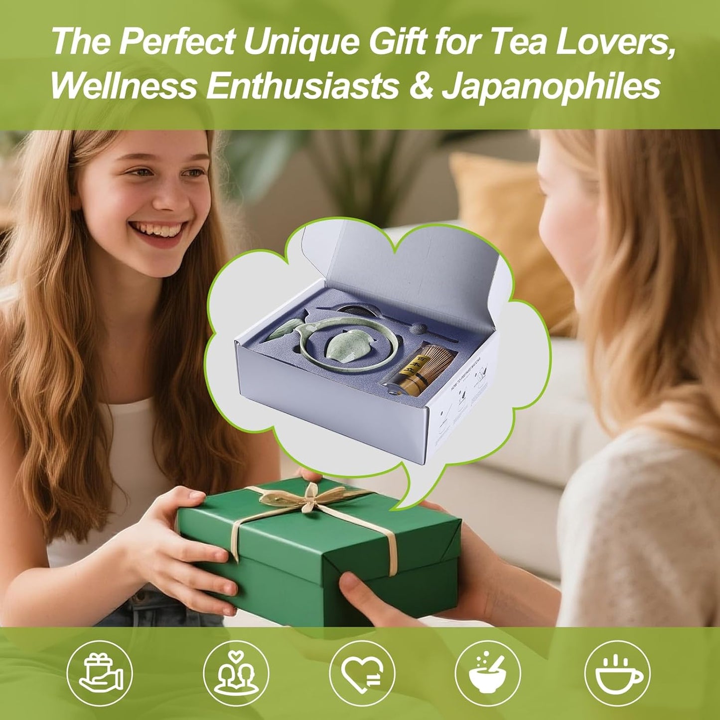 16 Oz Matcha Whisk Set, 8 - piece Set Organic Matcha Set Whisk,Premium Ceramic Matcha Kit Set for for Making Breakfast/Latte, Matcha Lovers