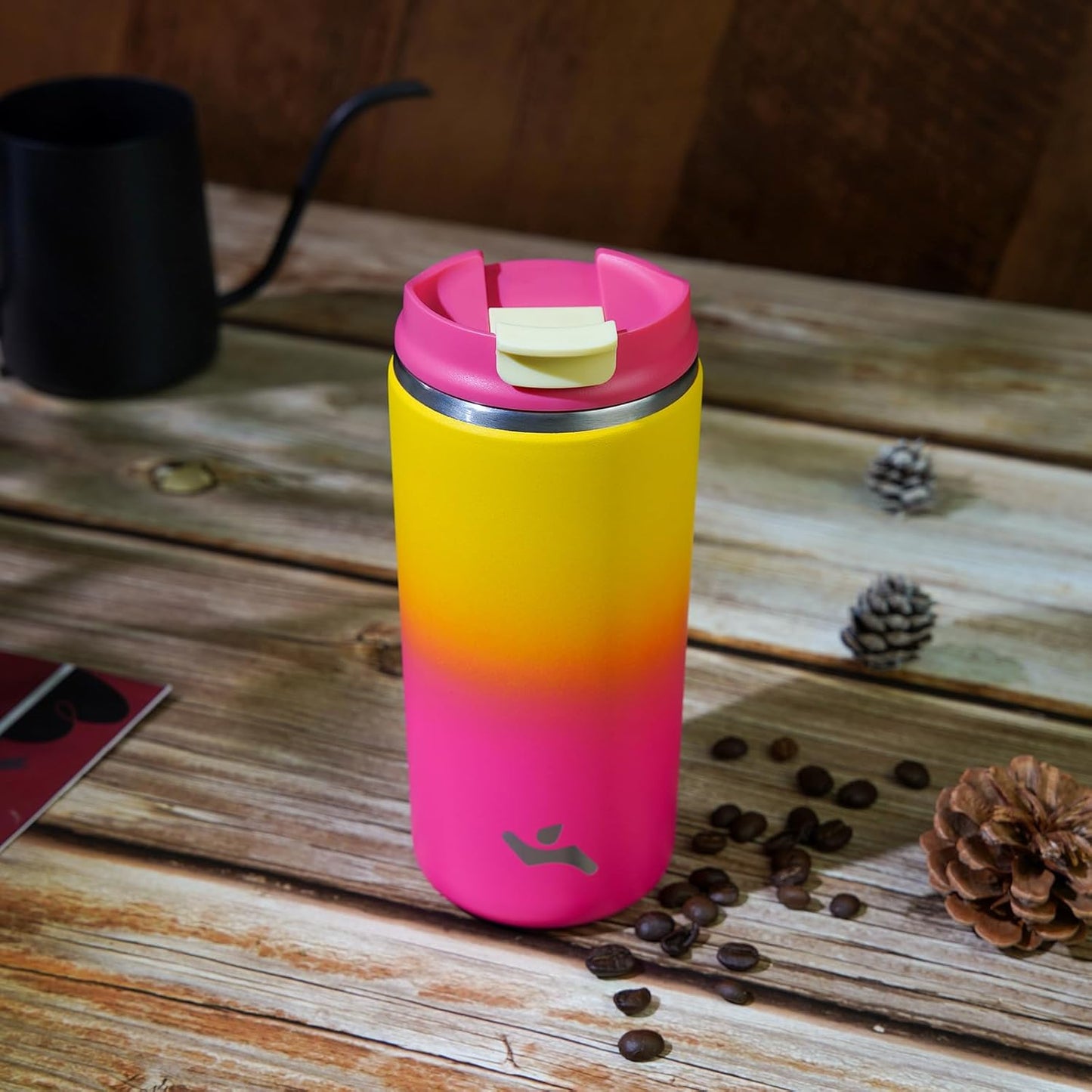 Tumbler with Lid, 16 oz Travel Coffee Mug Double Wall Vacuum Stainless Steel Thermal Metal Cup Insulated Water Bottle,Rainbow