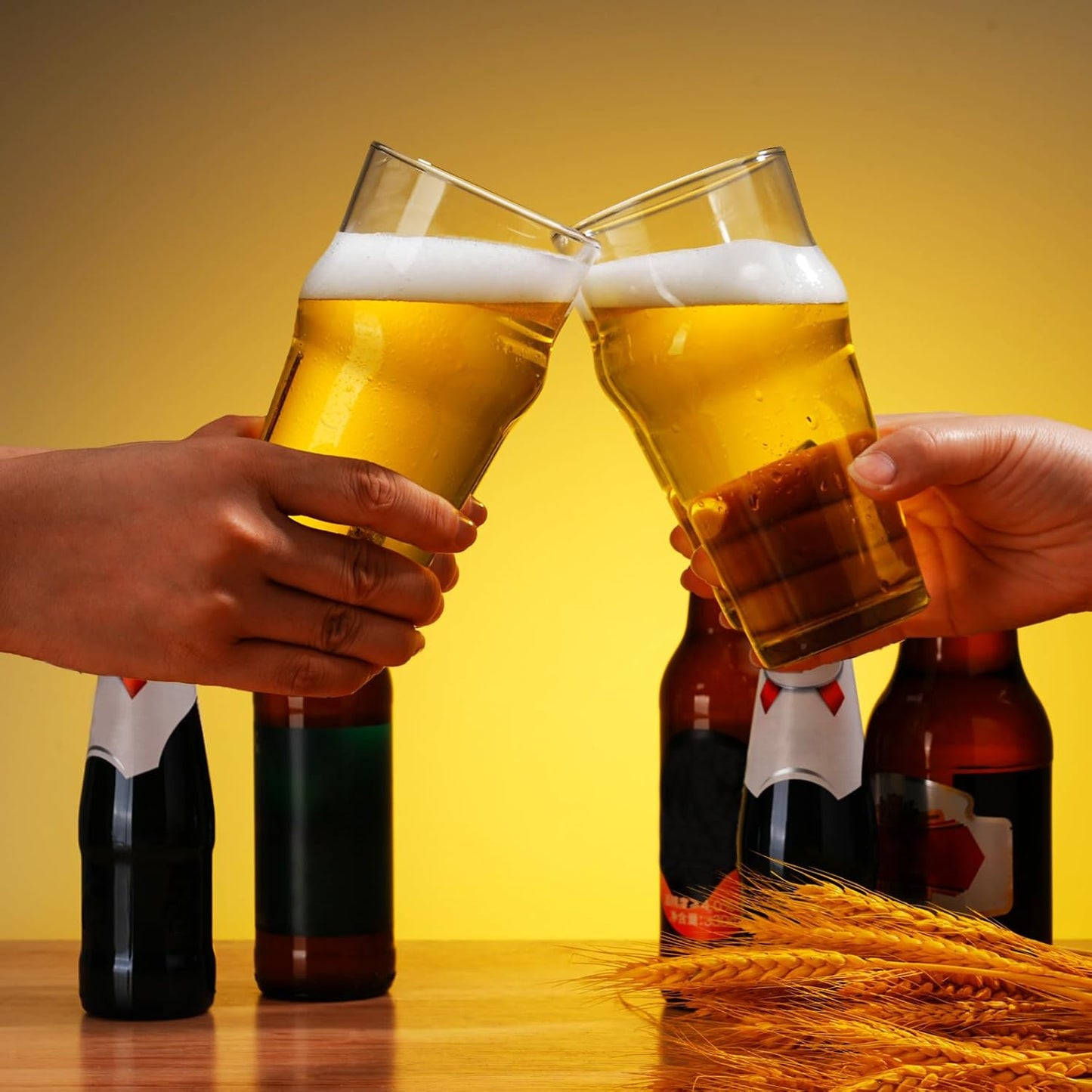 Beer Glasses Set of 4, 16 oz Pilsner Beer Pint Glasses, Classics Craft Wheat Beer Glasses Drinking Set, Beer Mug Glassware Gift (Set of 4-B)