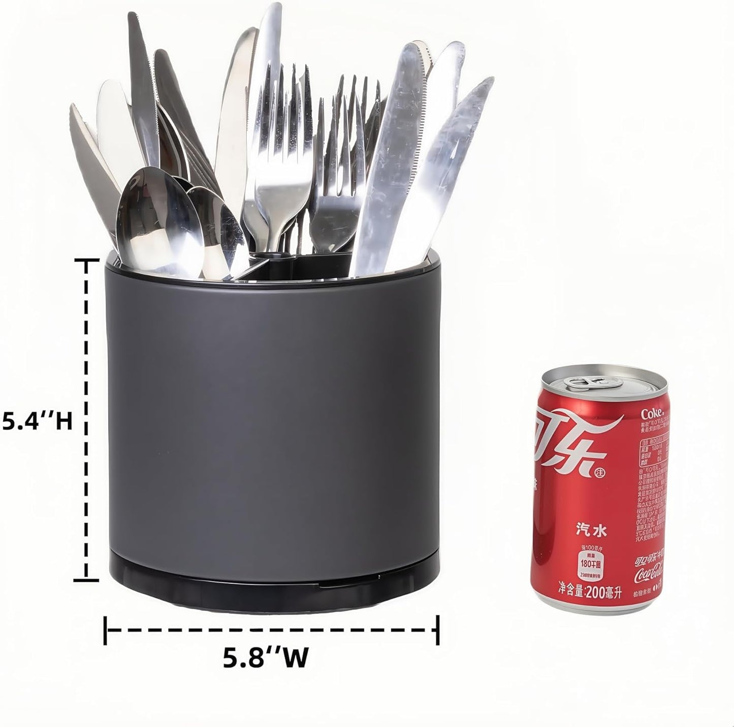 Silverware Organizer Kitchen Utensil Holder 360°Rotating For Counter Organizer Stainless Steel Storage Silverware Caddy 3 Compartment Flatware Spoon Spatula Tool Cutlery Container(Grey)