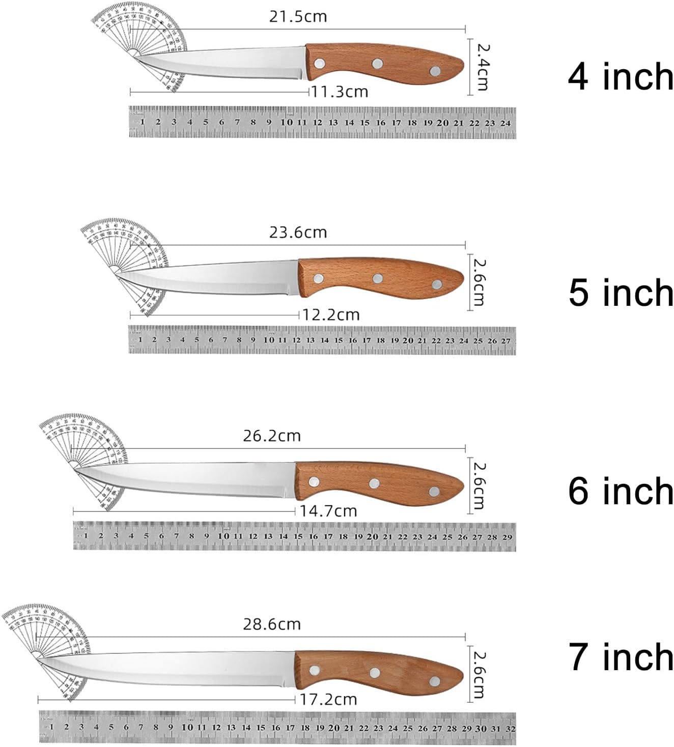 Paring Knife Peeling Fruit Vegetable Cutting Meat Slicing Kitchen Knives Stainless Steel Ultra Sharp Blade Wooden Ergonomic Handle