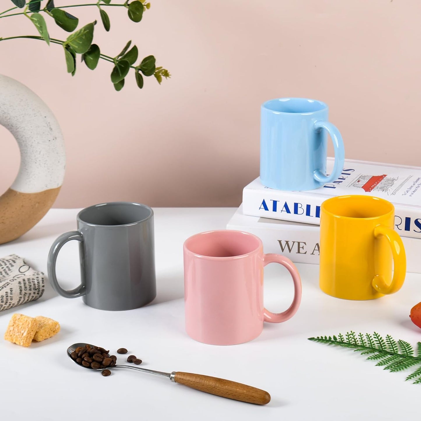 12oz coffee mug set of 6 Coffee Mugs for Coffee, Tea, Cocoa, Milk（ Multiple color）